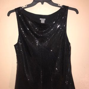 Ann Taylor Black Sequin Sleeveless Top Sz 16